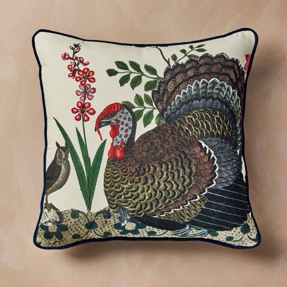 John Derian for Target- TWO 18" Square Pillows Fall Turkey